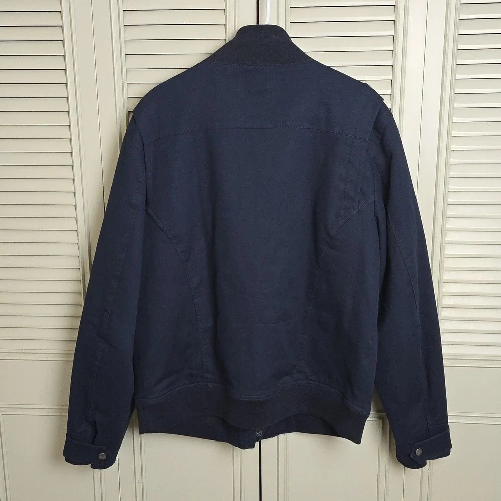 Banana Republic Men's Full‎ Zip Jacket Large L Navy w/ Shoulder Epaulets